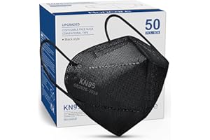Boncare KN95 Face Masks 50 Pack, Black, 5-Layer Disposable Face Masks, Breathable and Comfortable