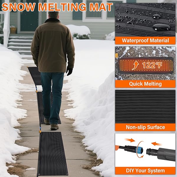TORIEXON SNOW MELTING MATS OUTDOOR 20 X 60 INCH, NON-SLIP HEATED OUTDOOR MATS 338W 120V, HEATED DRIVEWAY MATS WITH UL AND ETL CERTIFICATE POWER CORD, SUITABLE FOR MOST ENTRYWAYS