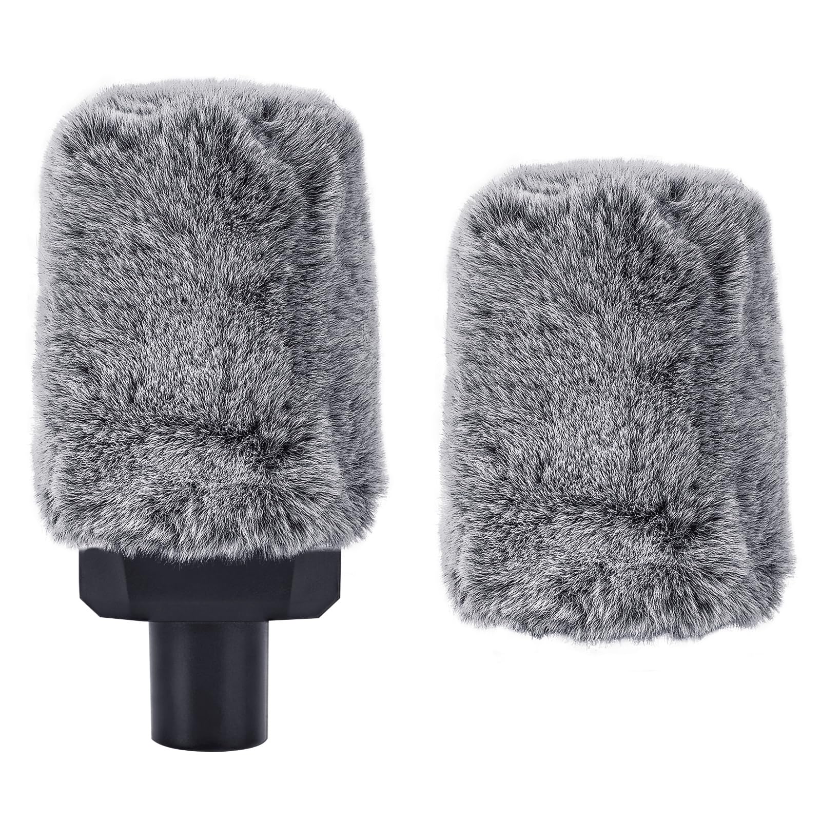 Geekria for Creators Furry Windscreen for 1.6'' (40mm) Diameter Microphones, Mic DeadCat Wind Cover Muff, Fluff Cover Windshield Compatible with HyperX SoloCast (Grey / 2 Pack)
