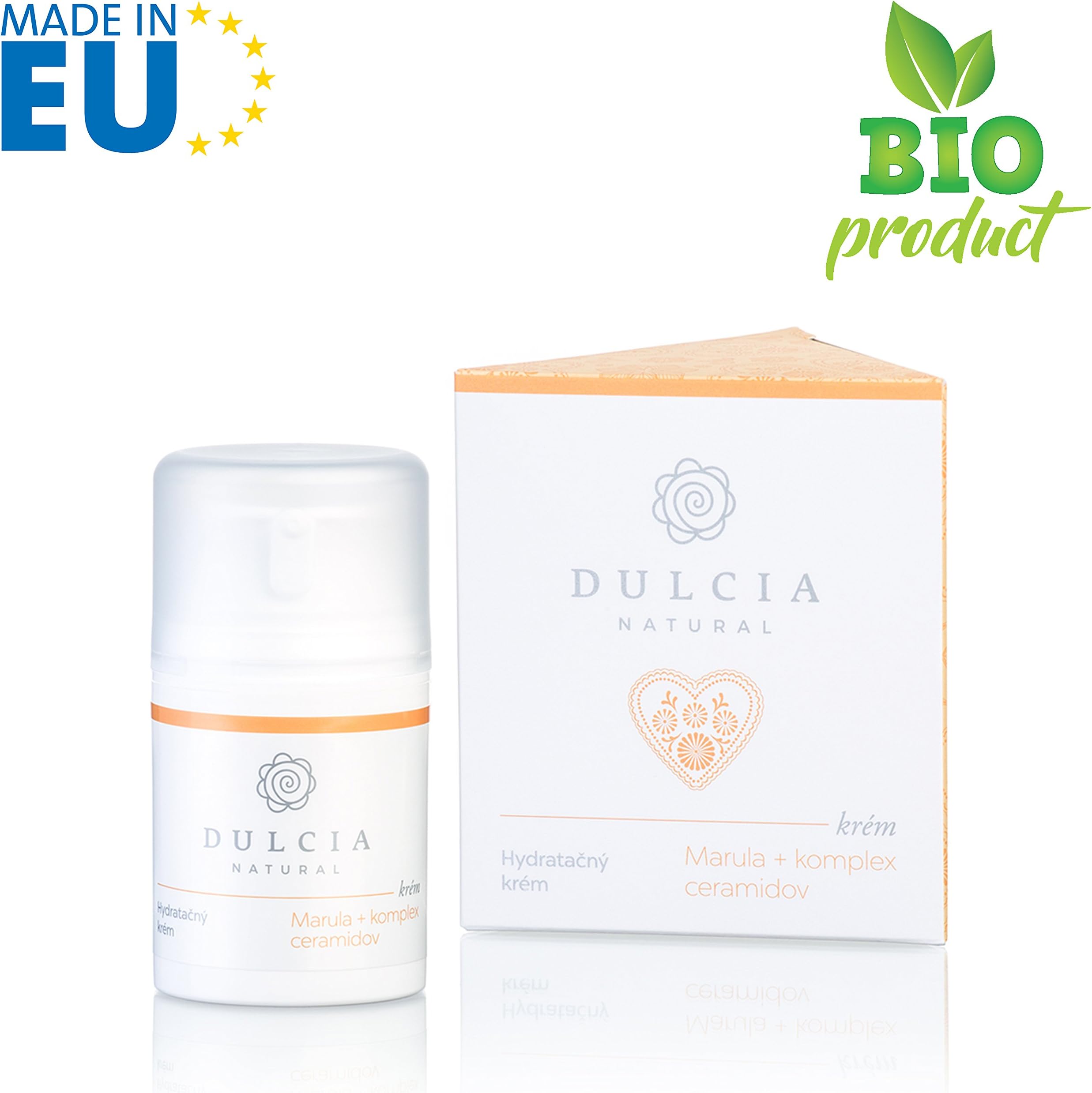 DULCIA Moisturizing skin cream with rose water, marula oil, jojoba and complex of ceramides; regulates sebum productions, excellen anti-aging effect, for all skin typesl; 50 ml