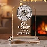 DEEWISH 25th Wedding Anniversary Clock, Best Gifts Ideas for Couple Parents Wife Husband Silver 25 Years of Marriage for Him Her