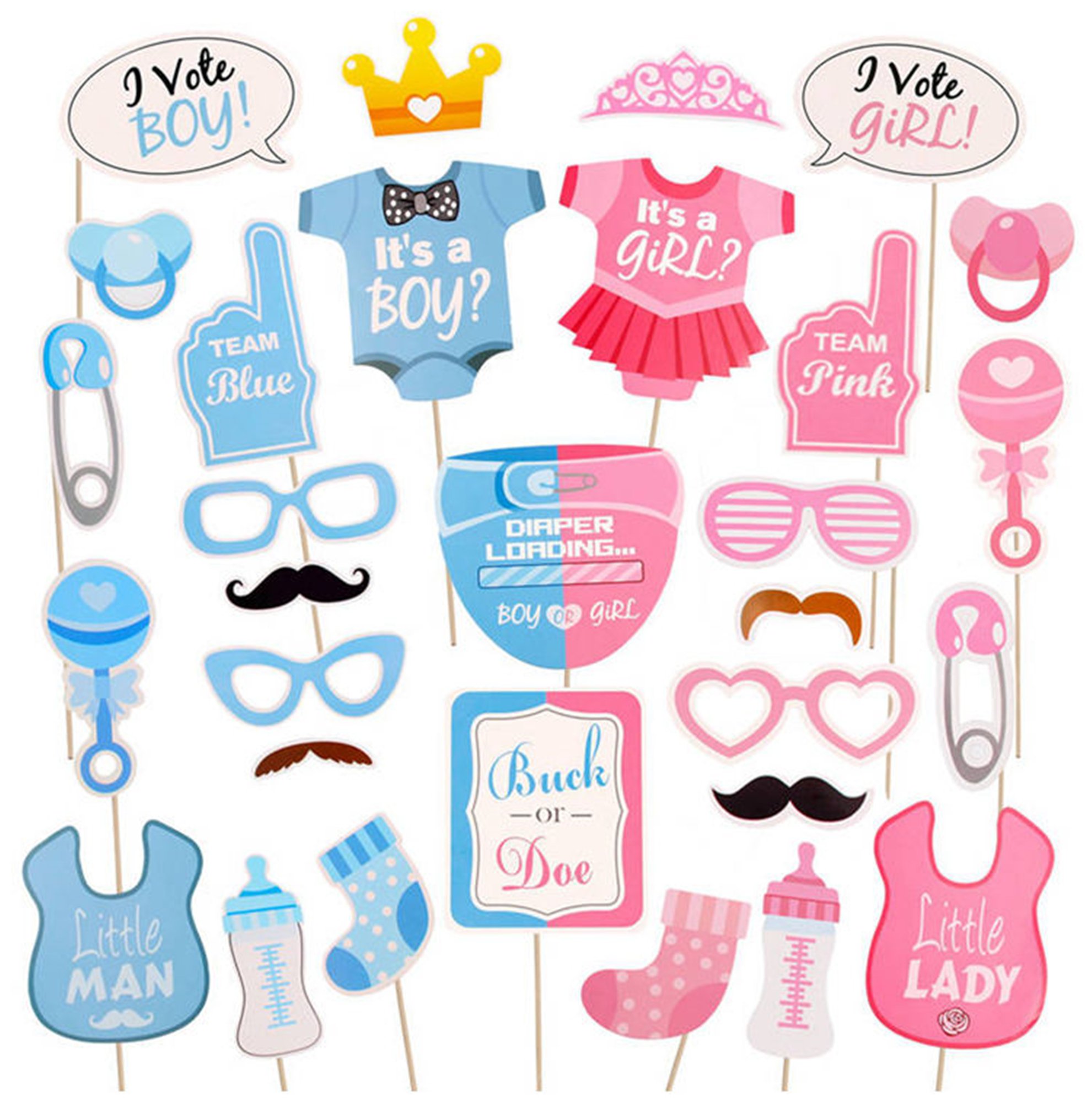 CHTENG New Born Baby Shower Photobooth Photocall Gender Reveal Party Supplies