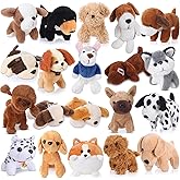 Sosation 20 Pcs Mini Stuffed Animal Dog Bulk Adopt a Puppy Soft Valentines Party Favor Puppy Gift for Kids Easter Charity Donation Classroom Goodie Stuffer(Pretty Style,Multicolor)
