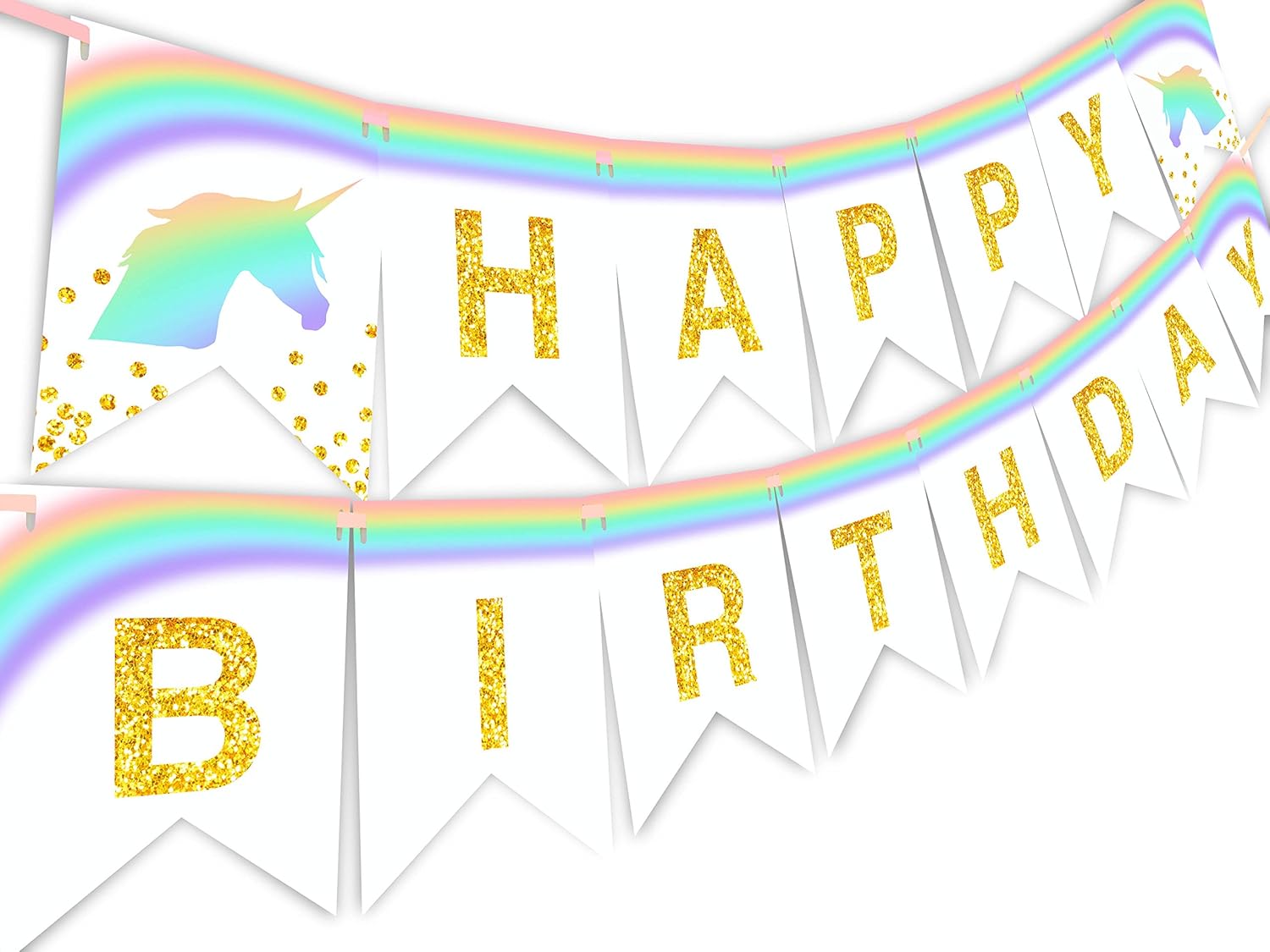 Unicorn Pastel Rainbow Happy Birthday Banner Pennant Amazon In