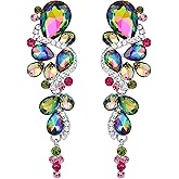 BriLove Women's Bohemian Boho Crystal Wedding Bridal Multiple Teardrop Chandelier Long Dangle Earrings