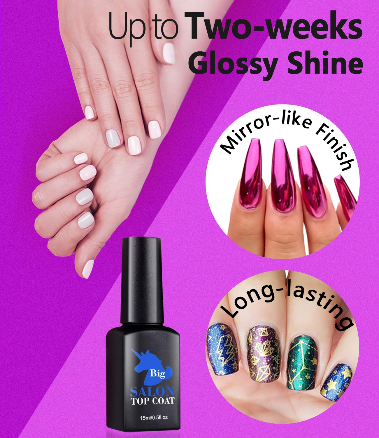 Gel Polish Top and Base Coat - iMethod No Wipe Top Coat and Base Coat Set, for UV LED Gel Nail Polish, Long Lasting and Shine Finish, 2 Packs : Beauty