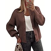 Zeagoo 2026 Cardigan Sweaters for Women Long Sleeve Chunky Knit Cardigan CEW Neck Button Down Fall Fashion Clothes