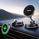 JOYROOM for Magsafe Car Mount Charger, 15W Faster Charging iPhone Wireless Car Charger, Vacuum & Gel 2-in-1 Strongest Suction Cup Phone Mount, Magsafe Car Mount for iPhone 17 16 15 14 13 12 Pro Max