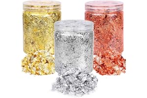 45 Grams Gold Foil Flakes for Resin Jewelry Making, Paxcoo Gold Foil Flakes Metallic Leaf for Nails, Painting, Crafts and Res