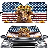 ZUXONGSY American Flag Windshield Sun Shade for Car