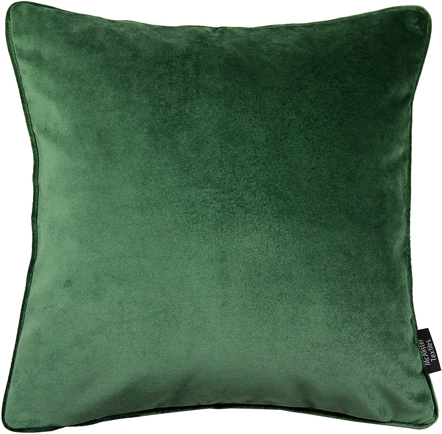 McAlister Textiles Matt Velvet Piped Cushion Covers - Moss Green 43x43 Cm - 17x17 Inches - Plush Decorative Throw Pillows Machine Washable & Fade Resistant