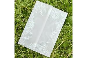 TAINAT 60 Sheets Pre-Folded Vellum Jackets for 5x7 Invitations,White Floral Vellum Paper 5x7 Jackets,Translucent Invitation Sleeve Wraps Floral Paper Envelope Liners for Wedding Baby Shower Invitations Cards