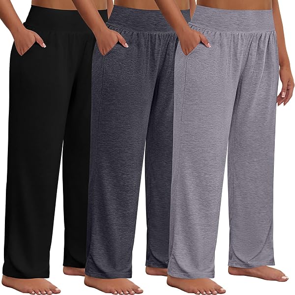 thumbnail image 2 of Kivdol 3-Pack Women's Wide Leg Yoga Sweatpants - Lounge Joggers With Pockets 2 of 12