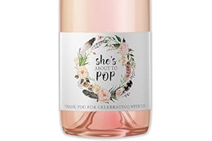 INSCAPE CREATIONS ABOUT TO POP Mini Champagne Bottle Labels ● SET of 12 ● Ready to Pop Boho Chic Rustic Floral Baby Shower Mini Wine Labels Favors WATERPROOF M403-POP-12