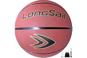 Longsail Kids Youth Adults Size 3/4/5/7 Basketball, 22.5"/25.5"/27.5"/29.5" Basketballs Composite Leather/Premium Rubber, Basketball with Pump for Indoor Outdoor, Beach and Pool Water Basketball