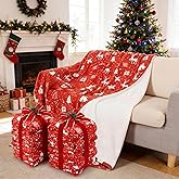 Gilprop 10 Pack Christmas Throw Blanket Bulk 50 x 60 Inch Holiday Plush Christmas Reindeer Snowflake Winter Holiday Red Soft Cozy Fleece Blanket for Bedding Couch Chair for Xmas Homeless Gift(Cute)