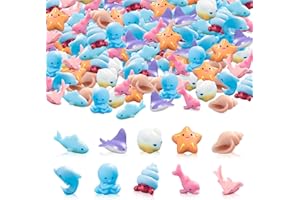 KARIDER Resin Ocean Animal Figurines, 50 Pieces Mini Ocean Animal Figurines Resin Marine Animals, Multicolor Glow in The Dark