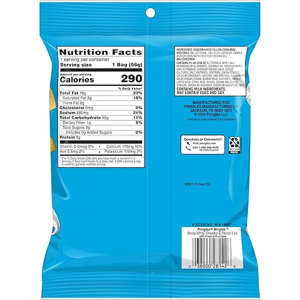 PRINGLES MINGLES PUFFED SNACKS, SHARP WHITE CHEDDAR AND RANCH, CHEESE PUFFS, SALTY SNACKS, 2OZ BAG (1 BAG)