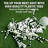 FINGER TEN Golf Tees Plastic 83mm 70mm 50 Count Mixed Colors White Black view 7