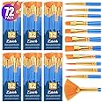 ESRICH Paint Brushes Set,6pack 72pcs Nylon Hair Round-Pointed Tip Acrylic Paint Brushes for Watercolor Oil Rock Face Painting,12 Sizes Paint Brush for All Purposes Kids Adult Arts Painting Brush Kits