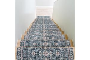 ROYALAY Non-Slip Carpet Stair Treads for Wooden Steps Set of 15 with Persian Pattern, 30"X8" Indoor Stair Runner Extra Slip Resistant Stair Rugs Rubber Safety Mats for Dogs, Kids & Elders