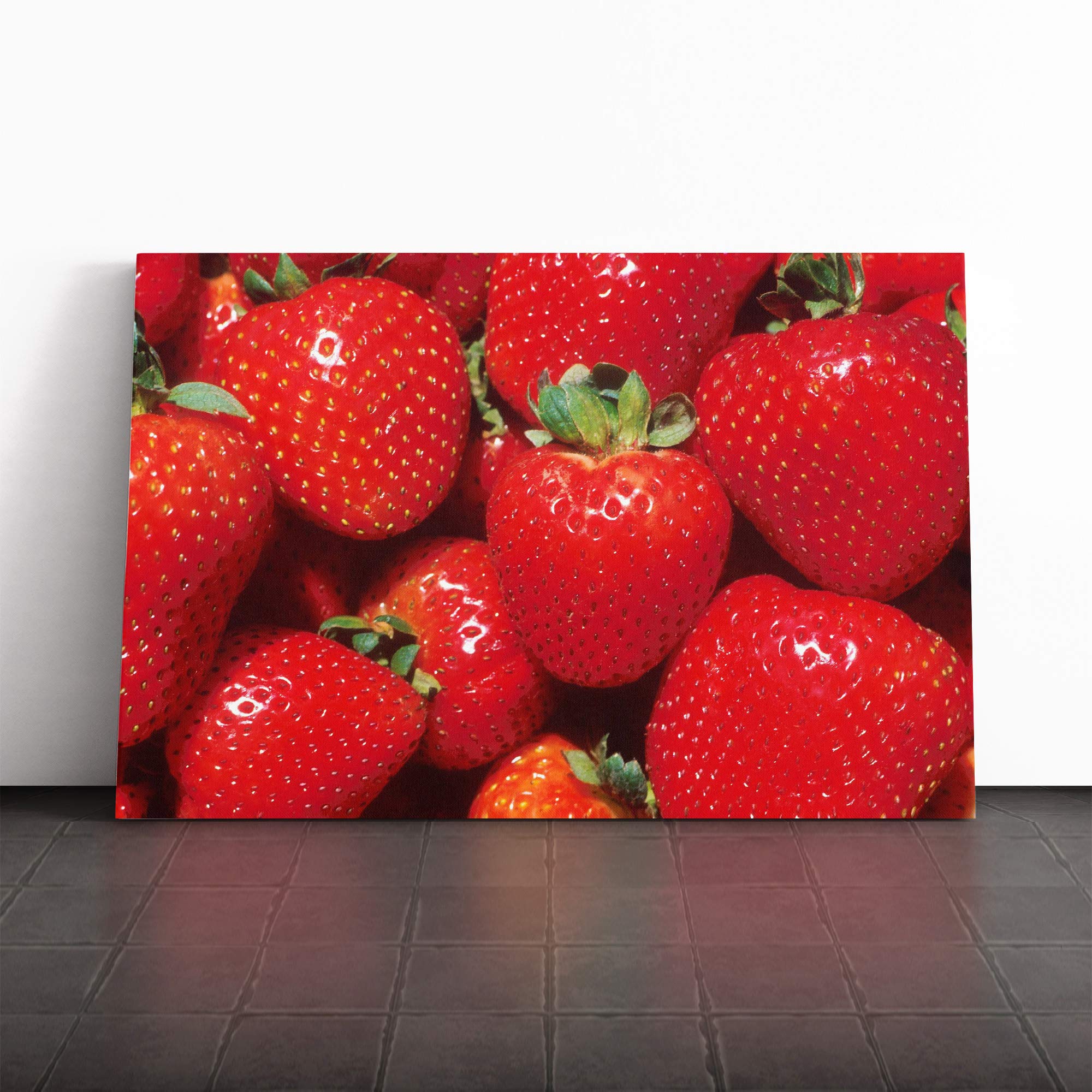 Strawberries Canvas Print | Gallery Wrapped 30mm Frame Wall Art | 20x14 inches | Ready to Hang | Modern Still Life Picture | Living Room Bedroom Lounge Office