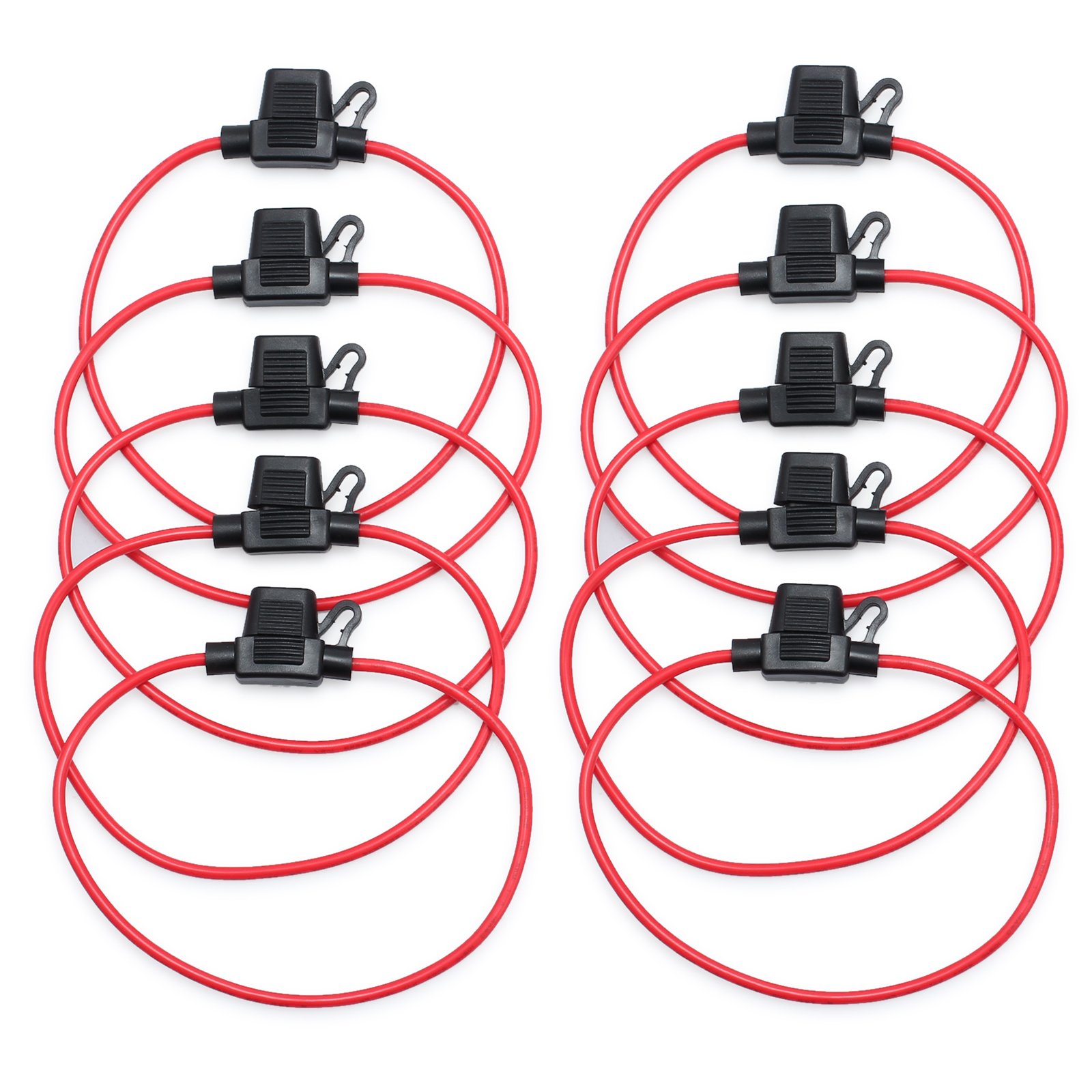 CAMWAY 10PCS Inline Fuse Holder ATM/ATC Waterproof Mini Blade Automotive Wire Fuse Holder 14 AWG for Car Bike 12V