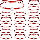 Sasylvia 20 Pcs Red Ribbon HIV/AIDS Awareness Bracelets Blood Cancer Heart Disease Tuberculosis Bracelets Adjustable Cord Heart Health Awareness Gifts for Women Cancer Survivor Fighter Jewelry