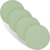 Trivets for Hot Dishes, 4 Pot Holders for Kitchen, Heat Resistant Mats for Countertop, 8 Inch Hot Pads for Hot Pots and Pans, Coaster, Home Essentials, Rustic Farmhouse Decor (Green)