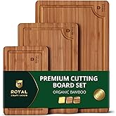 Premium Cutting Board Set – Non-Toxic Carbonized Bamboo & Wooden Cutting Boards for Kitchen Meal Prep, Durable Butcher Block 
