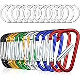 Topbuti 12 Pack Aluminum Carabiners D Ring with Keychain, 2.5 Inch Carabiner Clip D Shape Buckle Spring Snap Hook Keyring for Backpack Water Bottle Key Outdoor Camping Hiking Fishing