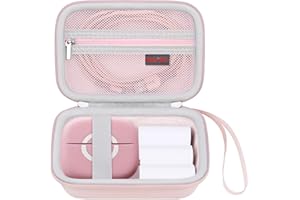 Elonbo Carrying Case Compatible with HUIJUTCHEN/Cabaro Wireless Mini Sticker Pocket Printer, Bluetooth Smart Portable Receipt Photo Printer Travel Bag, Inkless Thermal Printer Storage Holder, Pink