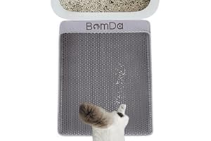 BomDa Cat Litter Mat, Large Kitty Litter Box Trapping Mat, 23x17'' Honeycomb Double Layer Urine & Waterproof, Washable Easy Clean, Litter Mats for Floor Less Waste, Anti-Slip
