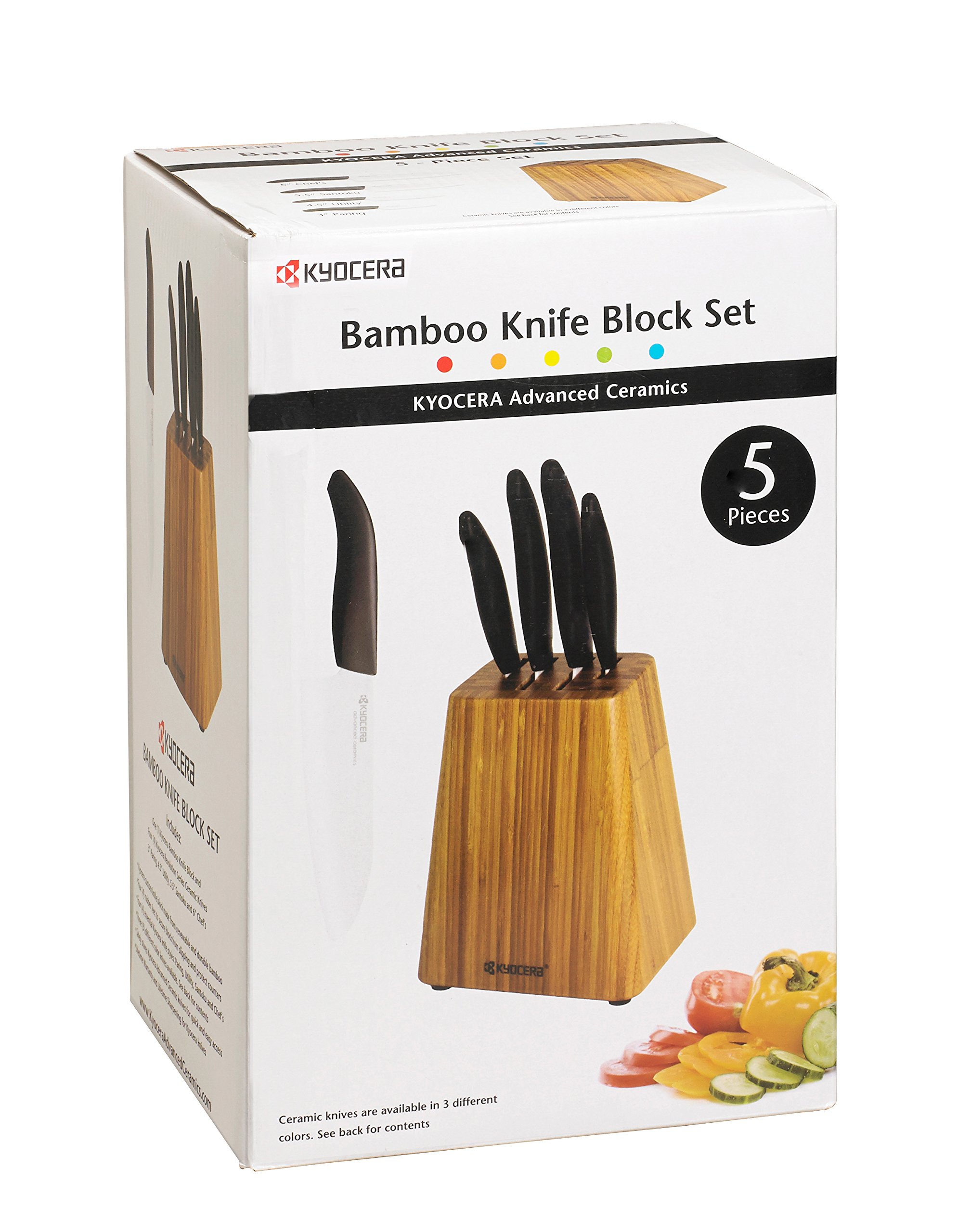 Kyocera Bamboo Knife Block Set includes 4slot Bamboo Block and 4