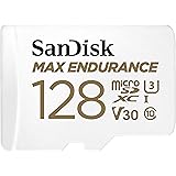 SanDisk 128GB MAX Endurance microSDXC Card with Adapter for Home Security Cameras and Dash cams - C10, U3, V30, 4K UHD, Micro