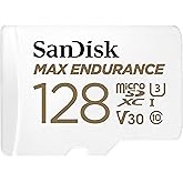 SanDisk 128GB MAX Endurance microSDXC Card with Adapter for Home Security Cameras and Dash cams - C10, U3, V30, 4K UHD, Micro