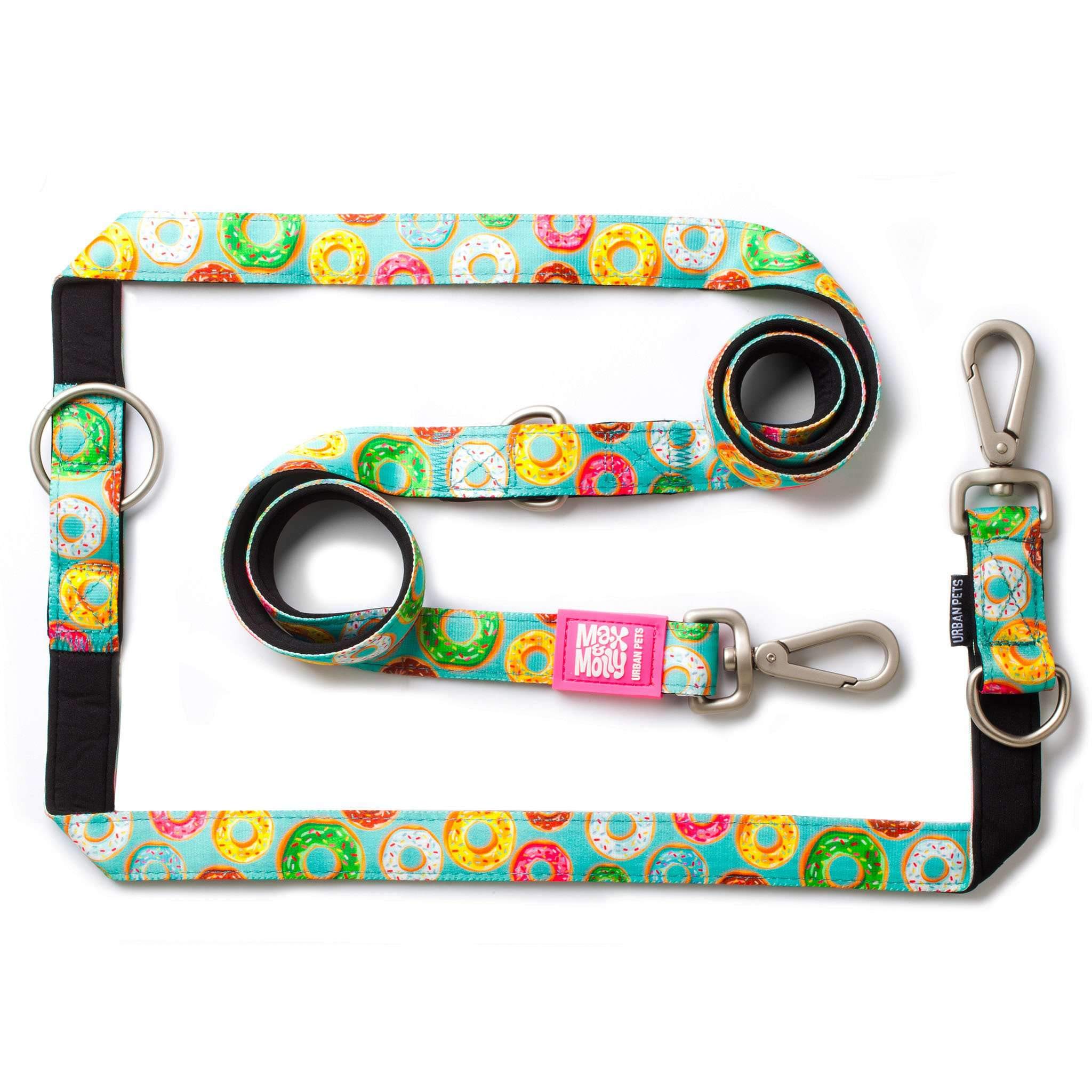 Max & Molly Urban Pets Donuts | Unique Design | Comfortable | Secure | Cushioned Neoprene | Cool and Flexible | Multi-Function Leash