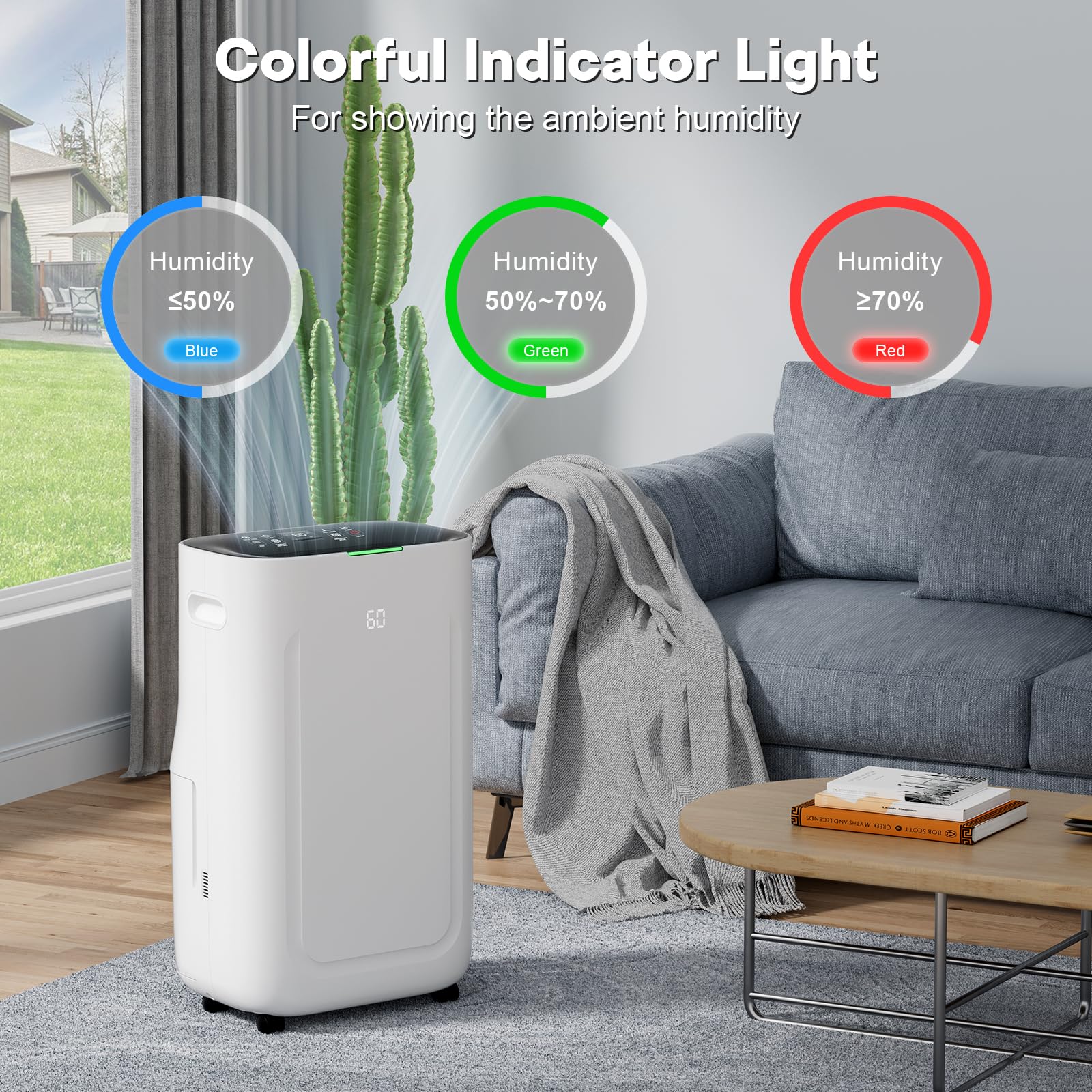 2025Upgraded 5000 Sq.Ft 80 Pint Dehumidifier for Basements with Large 6.5L Water Tank,24H Timer,Child Lock,Defrost,Silent,mold,4 Modes Operation Auto Shut-off