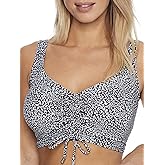 COCO REEF Elevate Bra Sized Shirred Front Underwire Bikini Top — Black Leopard, 32D