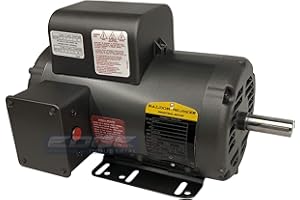 BALDOR 5HP AIR COMPRESSOR ELECTRIC MOTOR, 56HZ FRAME, 3450RPM, 208/230V, SINGLE-PHASE, 7/8" SHAFT, 1.15 SERVICE FACTOR MADE IN USA