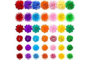 Saintrygo 42 Pcs Dog Collar Flowers Pet Bows Floral Charms Tie Multi-Color Cute Dog Collar Bows Accessories for Puppy Pet Cat Grooming Accessories(Cute Colors)