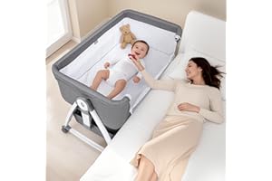 Bassinet for Baby, 3 in 1 Portable Baby Bassinets Bed, Soft Mattress and Breathable Mesh, 6 Height Adjustable Easy to Assembl