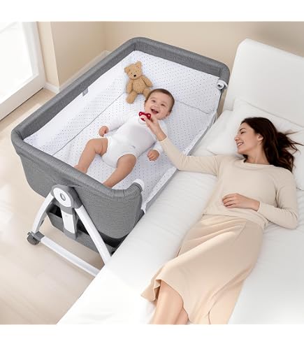 4 in 1 Baby Bassinet Bedside Sleeper, Rocking Bassinet for Baby