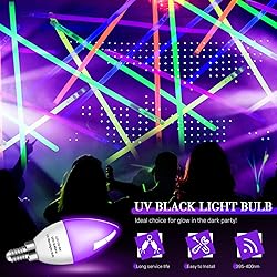 Qualirey 4 Pieces LED Black Light Bulb 6w E12 Base