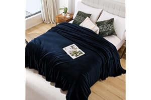 USERF Flannel Fleece Blanket Lightweight Fleece Blanket Queen Size Throw Blankets for Bed Blankets Navy Blue Throw Blanket for Couch 90x90 inches