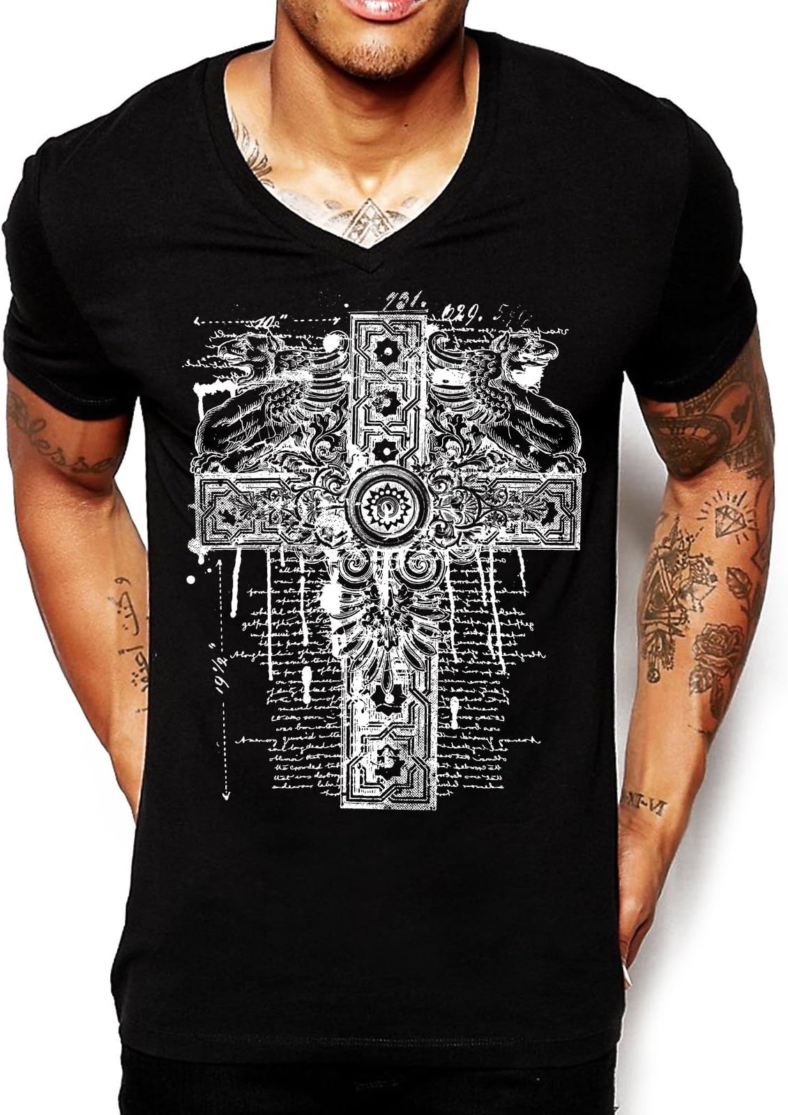 Inct Celtic Cross Bible Quote V Neck T Shirt - Distinkt Youth