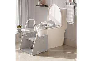 CHEERKID 3 in 1 Potty Training Toilet Seat & Toddler Step Stool with Potty Train Chair Adapter and Extra Wide Non-Slip Ladder Potty Seats with Raised Guardrail and Splash Protection Design for Kids 1-3 Years