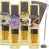 RAINFLOW White Sage Incense Sticks - 80 PCS Sandalwood Incense Sticks Natural,Lavender Vanilla Stick,4 Scents Without Incense Holder,Meditation Spiritual Cleansing Gift Set Indian Scented Style