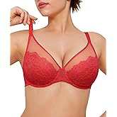Popilush Minimizer Bras for Women Plus Size Full Coverage Lace Underwire Support Push Up Bra for Heavy Breast Everyday Wear