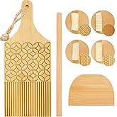 Tessco 3 Pieces Gnocchi Board Garganelli Pasta Board with Roller and Cutter for Pasta Maker Gnocchi Roller Kitchen Gift Ideas (Delicate Style)